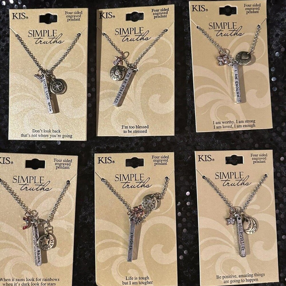 Wholesale Lot of 6 Brand New KIS Inspirational Necklaces with Charms